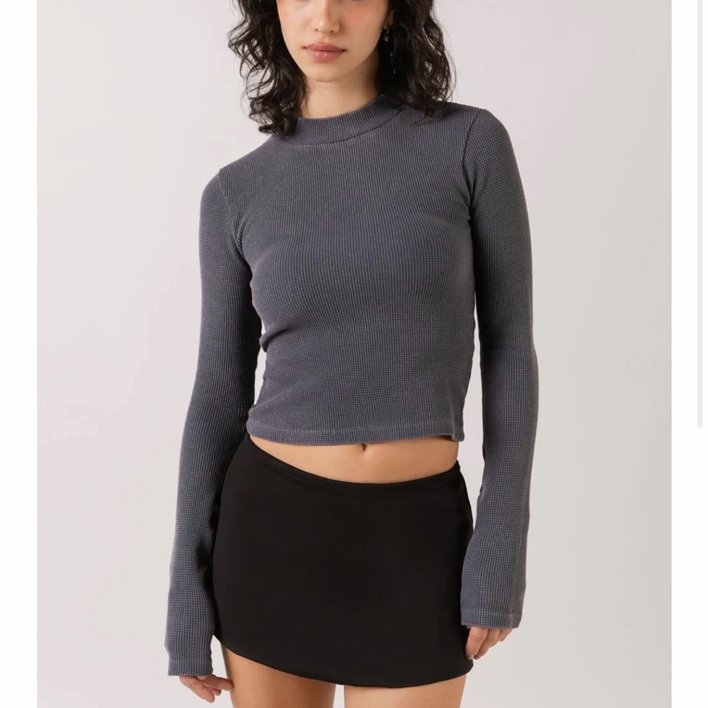 Foundationals Slate Gray Mock Neck Long Sleeve